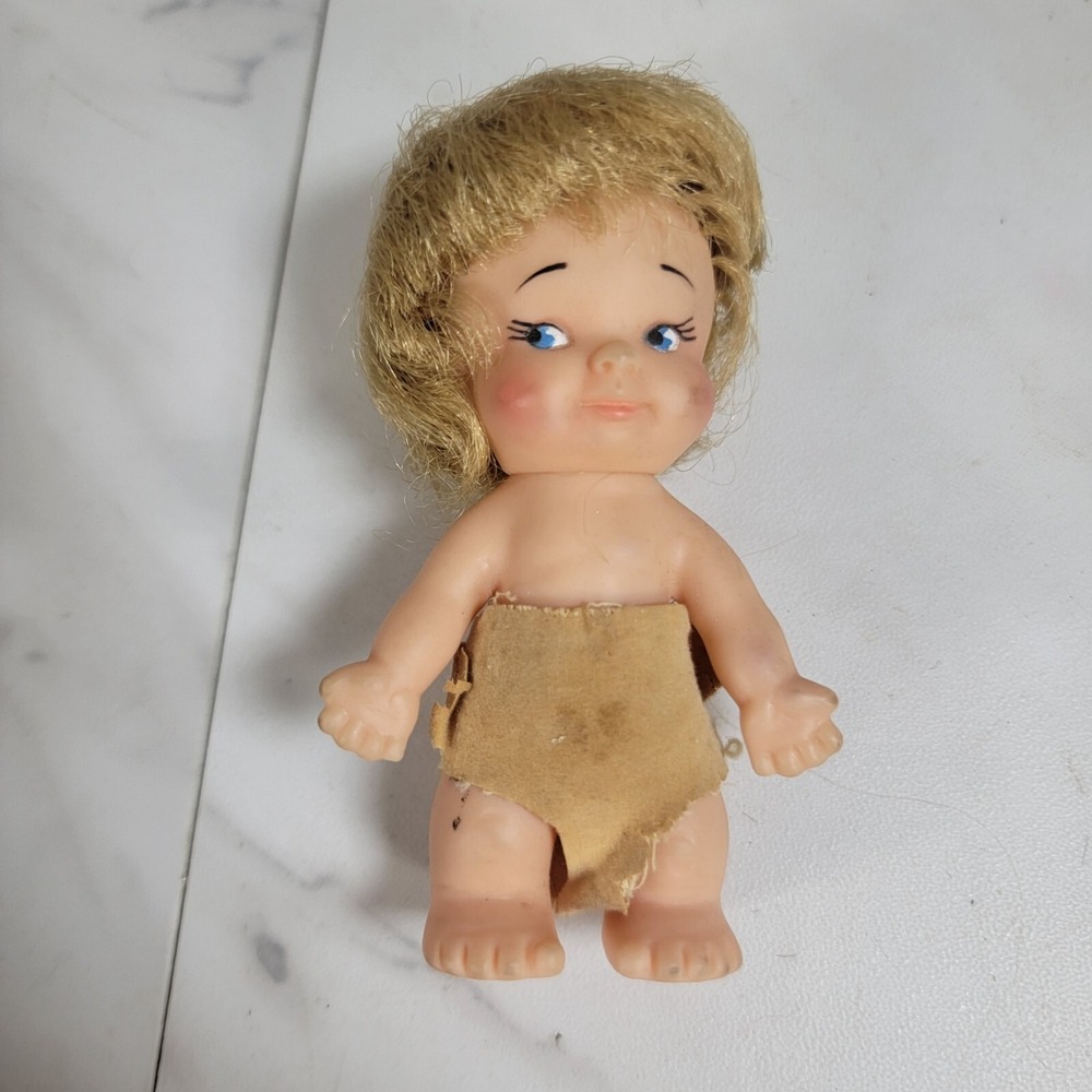 Vintage 1965‎ Uneeda Wee Doll 3.5" Blonde Bubble Hair